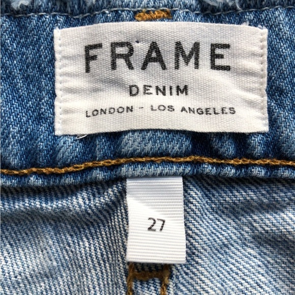 Frame Denim Skirt Le Mini Frayed Waist Raw Hem Size 27 - Picture 6 of 13